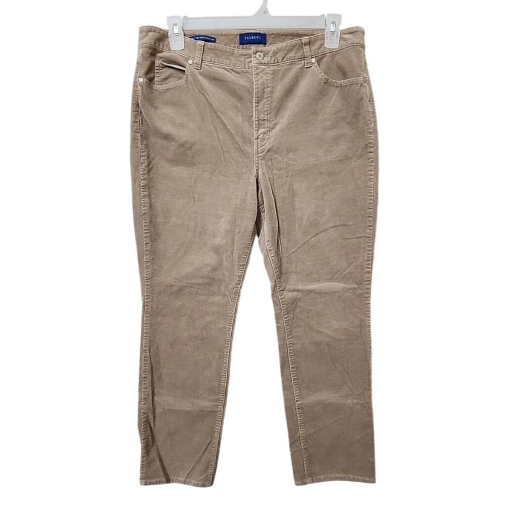NWT Talbots Women's 16P Flawless High-Waist Straight-Leg Pants Corduroy tan Brow